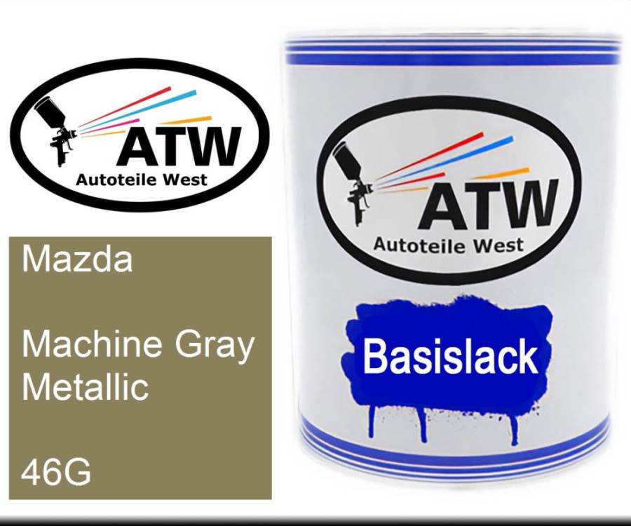 Mazda, Machine Gray Metallic, 46G: 1L Lackdose, von ATW Autoteile West.